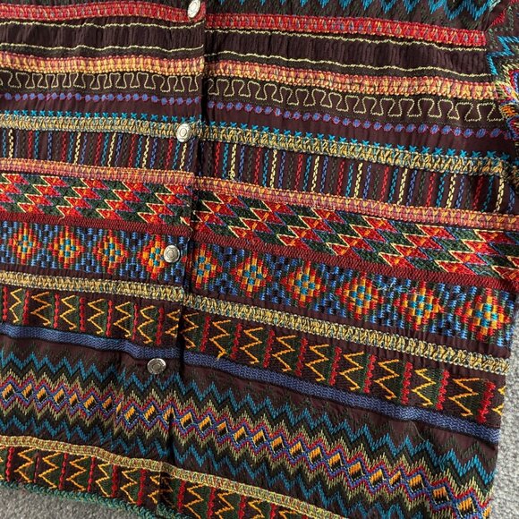 VTG Chicos Design Women Jacket Size 2 Boho Art Bohemian Colorful 90s Lightweight - Picture 5 of 14